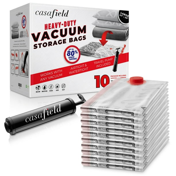 Casafield 10 Pack (Large 36" x 24") Vacuum Storage Bags with Hand