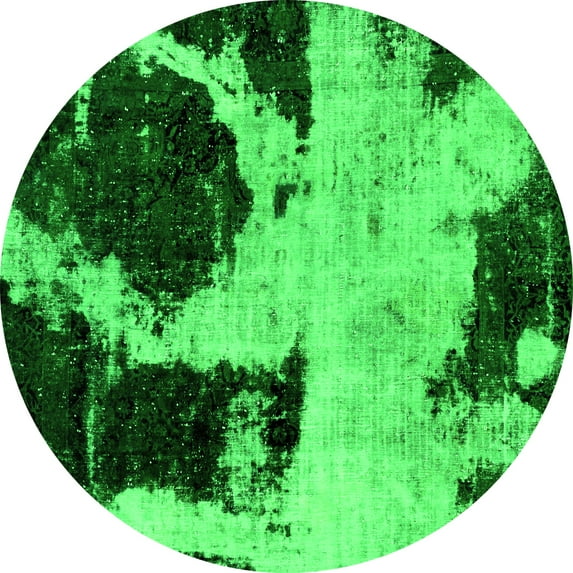 Ahgly Company Indoor Round Abstract Green Modern Area Rugs, 4' Round