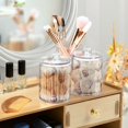 thumbnail image 3 of Yayeee 2 Pack Qtip Holder Bathroom Cotton Swab Canister with Lid Clear Dispenser Set, Purple Watercolor Seashells, 3 of 6