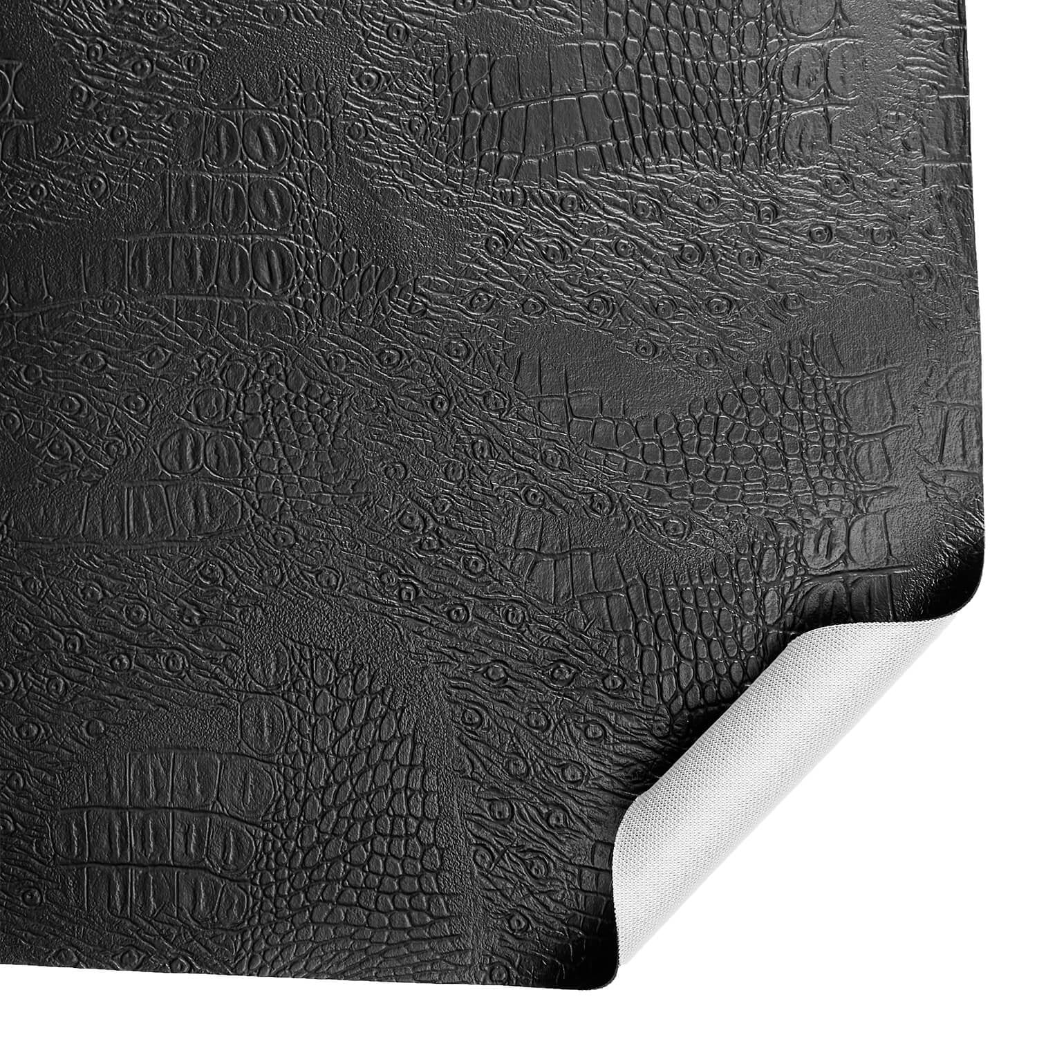 Ottertex® Snakeskin Vinyl Leather 56” PVC Polyester Waterproof Fabric By The Yard - Black (1 Yard)