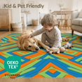 thumbnail image 4 of ODIKA 8'x10' Washable Area Rug Durable, Non-Slip Geometric Retro Abstract Prism Bold Vibrant Mid Century Striped Playful for Living Room, Under Sectional, Family, 4 of 7