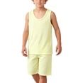 thumbnail image 2 of Vornjynx Boys Casual Outfit Sets Cotton Sleeveless Tank Tops and Baggy Short 2-Piece Summer Breathable Soft Clothes Yellow Size 10, 2 of 8