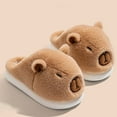 thumbnail image 5 of Wovix Slippers for Women and Men Capybara Winter Fuzzy Cozy House Shoes Cute Warm Soft Indoor Bedroom Memory Foam Thermal Footwear Khaki 41, 5 of 6