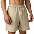 thumbnail image 3 of KIHOUT Men's Cable Knit Textured Casual Shorts Elastic Waist Drawstring Pocket Heavyweight Summer Athletic Workout Daily Wear Above Knee Shorts, 3 of 5