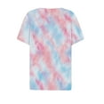 thumbnail image 5 of Blczomt Casual Spring Tops for Women Tie Dye Summer T Shirts Button Short Sleeve V Neck Pink Ladies Tops and Blouses, 5 of 6