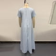 thumbnail image 7 of QUNYINEY Casual Women's Dresses Short Sleeve Blue Summer Long A Line Dress Square Neck Vacation Loose Fit Flowy Dresses, 7 of 7