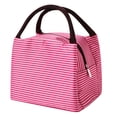 thumbnail image 2 of Large Capacity Striped Lunch Bag, Cloth Insulated Picnic Tote, Waterproof Reusable Lunch Box Bag, Versatile Shoulder/Messenger Design for Work Travel Picnics, 2 of 3