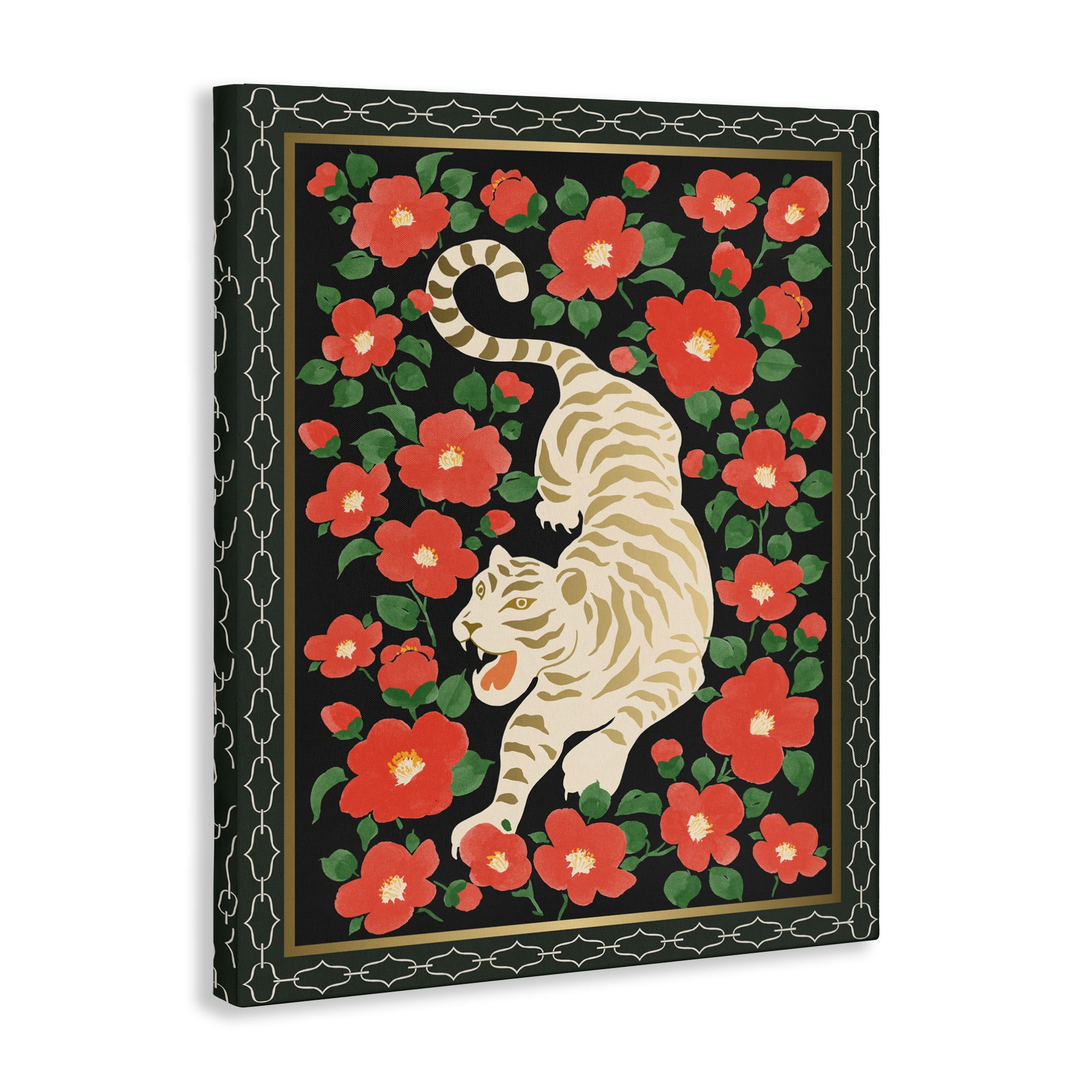 Stupell Industries Ivory Tiger Among Camelias Canvas Wall Art, design by Karolina Sato