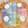 thumbnail image 2 of Colorful Watercolor Stripe Pattern Round Fitted Tablecloth with Elastic Edge,Dining Table Cover Waterproof,Outdoor Round Tablecloth for Camping,Dining,Indoor and Outdoor, 2 of 7
