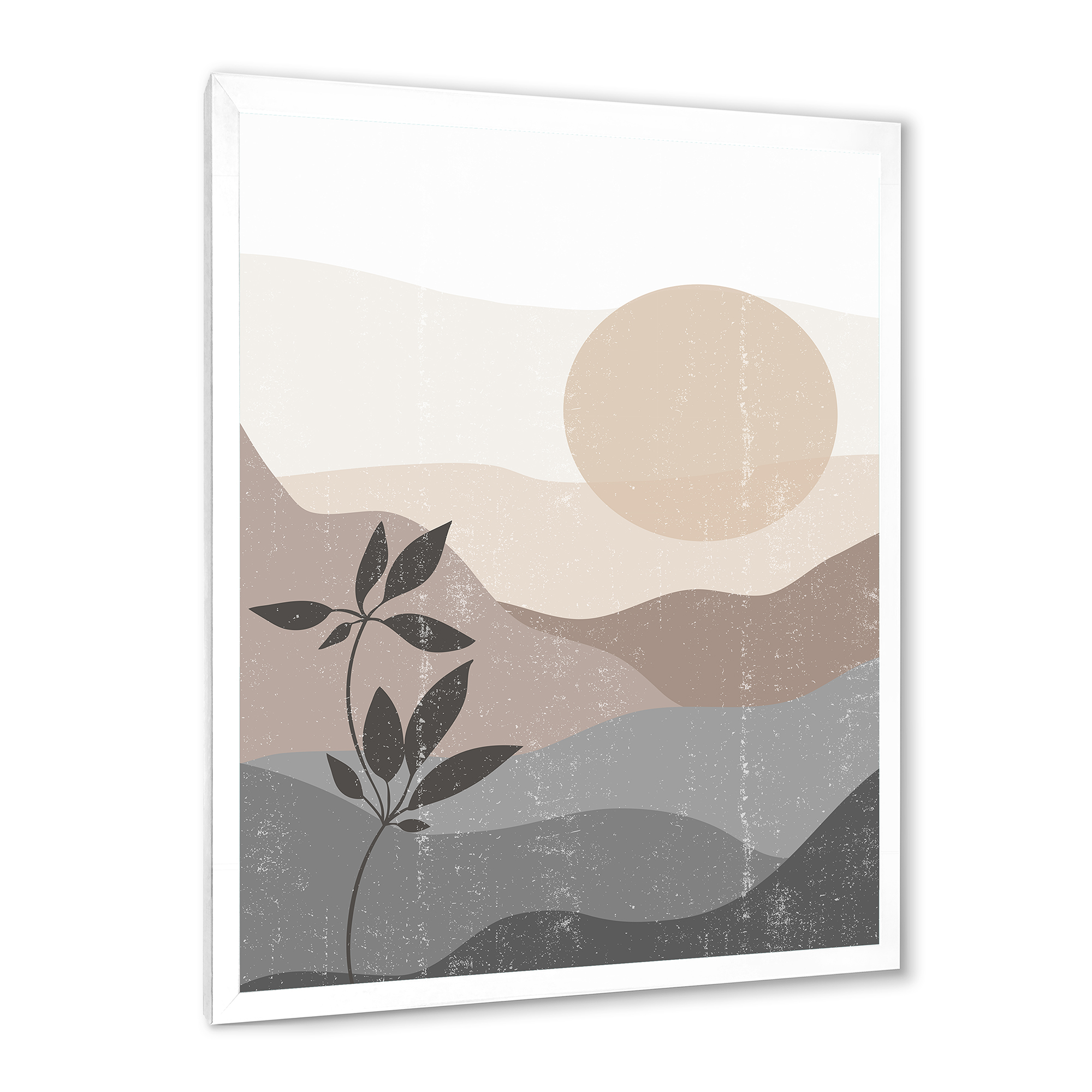 Designart 'Minimalist Sunset Over Mountain Landscape' Modern Framed Art Print
