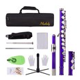 thumbnail image 5 of Dcenta Closed Hole C Flute 16 Keys Cupronickel Nickel-plated Wind Instrument with Carry Case Flute Stand Gloves Cleaning Cloth Mini Screwdriver Cleaning Rod, 5 of 7