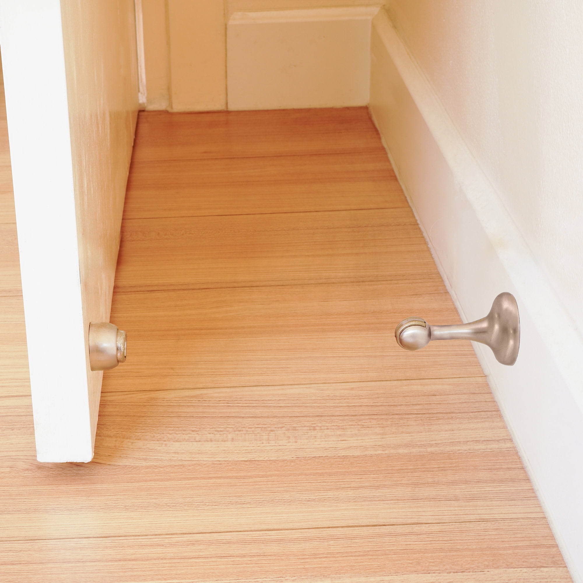 Design House 2-Pack Magnetic Door Stop Wall Protectors with Magnetic Tip, Satin Nickel