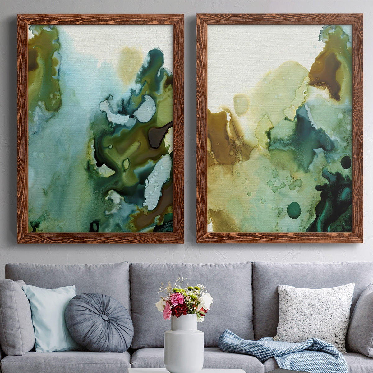 Water and Earth I - Premium Framed Canvas 2 Piece Set - Ready to Hang