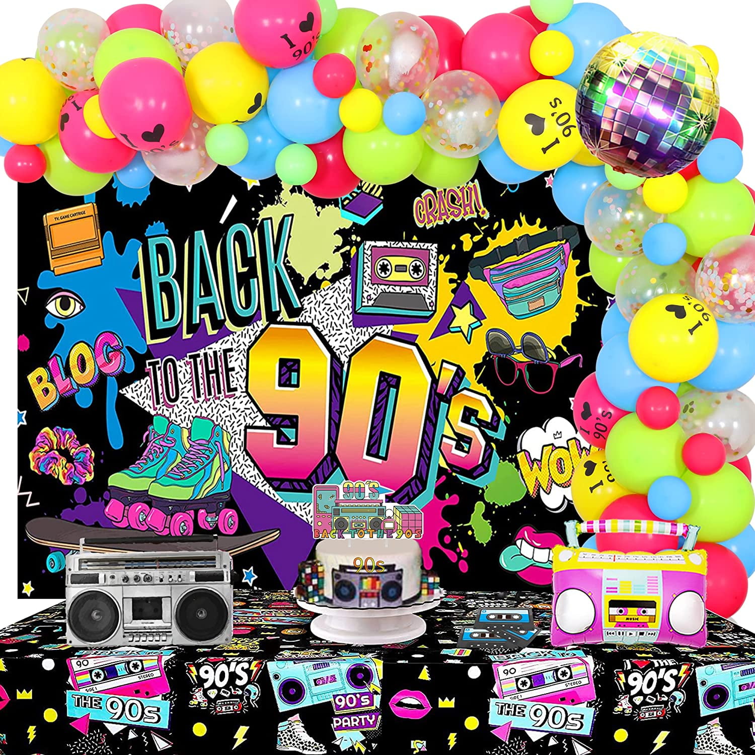 Back To The 90S Party Decorations, Retro 90S Theme Colorful Balloon Garland  Arch Back To The 90'S Backdrop Decoration For 90S Party Friends Gathering  Hip Hop Theme Birthday Party Supplies - Walmart.Com