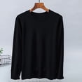 thumbnail image 7 of SeCaotees Contrast Trim Crew Neck Long Sleeve Tops for Men Soft Breathable Knit Fabric Loose Fit Daily Casual Pullover Shirts Black,L, 7 of 7
