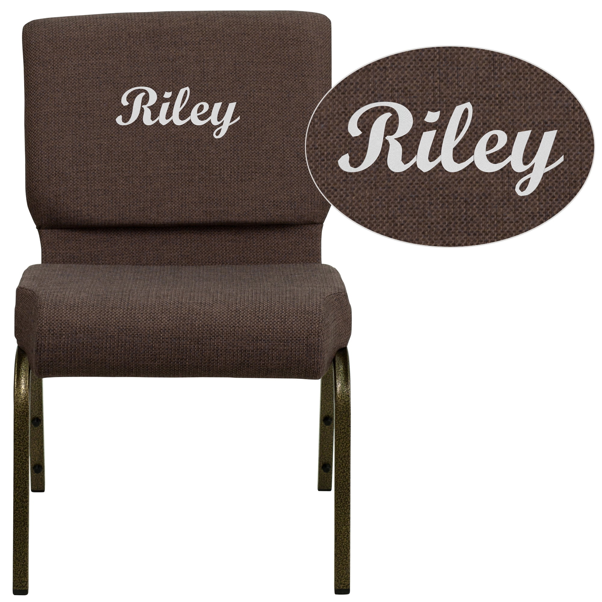 Gold Vein Frame Flash Furniture HERCULES Series 21W Stacking Church Chair in Brown Fabric