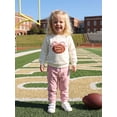 thumbnail image 5 of RUINIXCW Toddler Baby Girls Fall Outfit Fashionable Football Bow Embroidery Long Sleeve Pullover with Pants 2Pcs Set, 5 of 9
