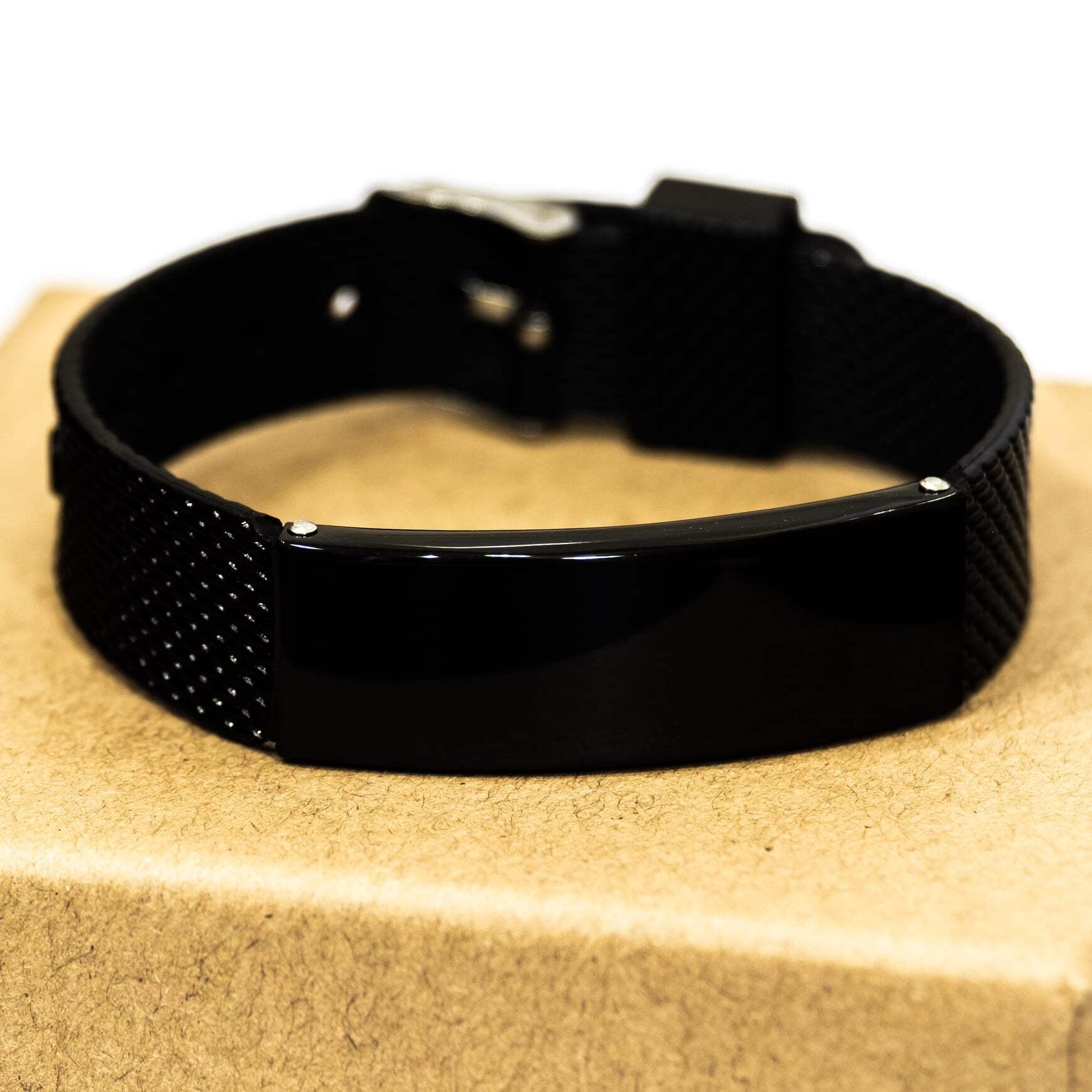 Engraved Black Shark Mesh Bracelet Personalized Jewelry for Men Veterans Day Gift You will always have a special place in my heart Inspirational Confidence Hope Gift for Him.