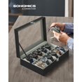 thumbnail image 2 of Caja para relojes SONGMICS de 12 ranuras con tapa de cristal y almohadas extraíbles, 2 of 9