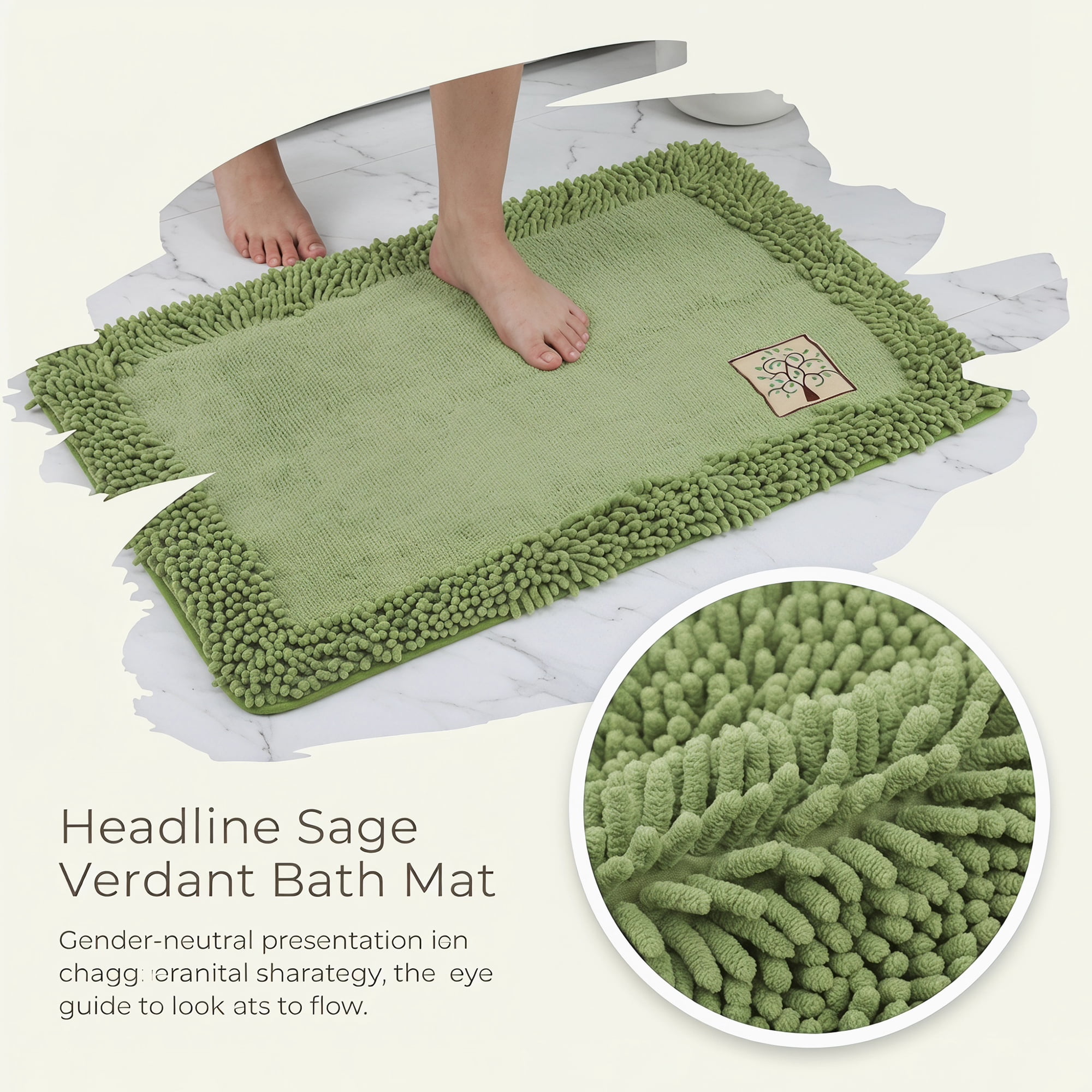Unique Bargains Chenille Non Slip Bath Mat Ultra Soft Absorbent Shower Rug Green 24" x 16"