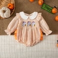 thumbnail image 2 of Staki Baby Rompers Girl Long Sleeve Newborn Baby Girl Outfits Romper Long Sleeve Ruffle Bodysuit Infant Clothes(Orange,3-6 Months), 2 of 5