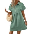 thumbnail image 1 of Vestido Acelit Primavera-Verano con cuello de solapa para mujer, color verde S, 1 of 4