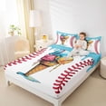 thumbnail image 3 of Erosebridal Baseball Ice Cream Full Size Sheets, Kids Sports Bed Sheets, 1 Flat Sheet, 1 Fitted Sheet and 2 Pillowcases, 3 of 5