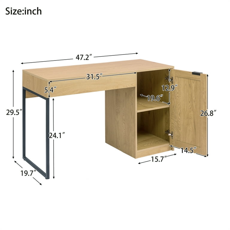 Flrrtenv 47 Inch Computer Desk, Small Desk, Office Desk with Hook, Modern  Home Office Desk, Writing Desk, PC Desk, Black