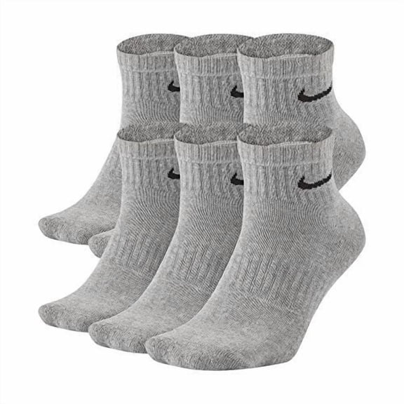 Nike Unisex 6PK Everyday Cushion Ankle Training Socks Gray/Black L SX7669-063