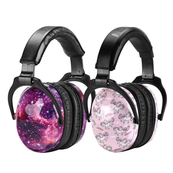 ZOHAN Kids Ear Protection 2 Pack, Kids Noise Canceling Headphone, Adjustable Noise Reduction Earmuffs for Concerts, Fireworks, Air Shows(Nebula&Unicorn)