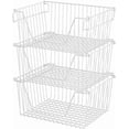 thumbnail image 3 of Stackable Storage Baskets Sturdy Metal Wire Freezer Bins Cabinet Organizer for Pantry Home Kitchen Organization, 3 of 6