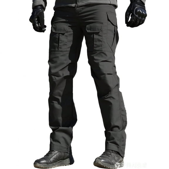 Plus Size Cargo Pants For Men Solid Casual Multiple Pockets Outdoor Straight Type Fitness Pants 