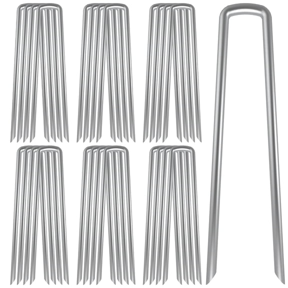 AAGUT 12 Inch 25 Pack Garden Stakes, Galvanized Landscape Staples Plant Cover Stakes, Garden Staples Pins Anti-Rust Ground Stakes for Weed Barrier, Irrigation Tubing, Yard Lawn, Landscape Fabric ﻿