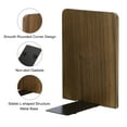 thumbnail image 4 of Uxcell Wood Bookend with Metal Base, 2 Pcs Non-skid Square Head Book Ends for Shelves, Walnut Wood Style 2, 4 of 6