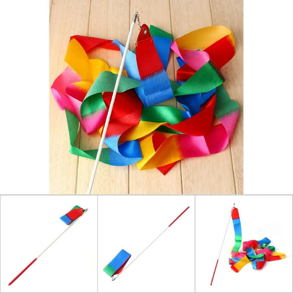 Gymnastic Ribbon, Polyester Exercise Ribbon Colorful Rhythmic Ballet with Stick for Dance and Gymnastics Marching Band