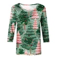 thumbnail image 4 of Awdenio Womens Fashion Tops, Women's Fashion Three Quarter Sleeve Retro Round Neck Easter Printed Loose Tops Blouse, 4 of 4