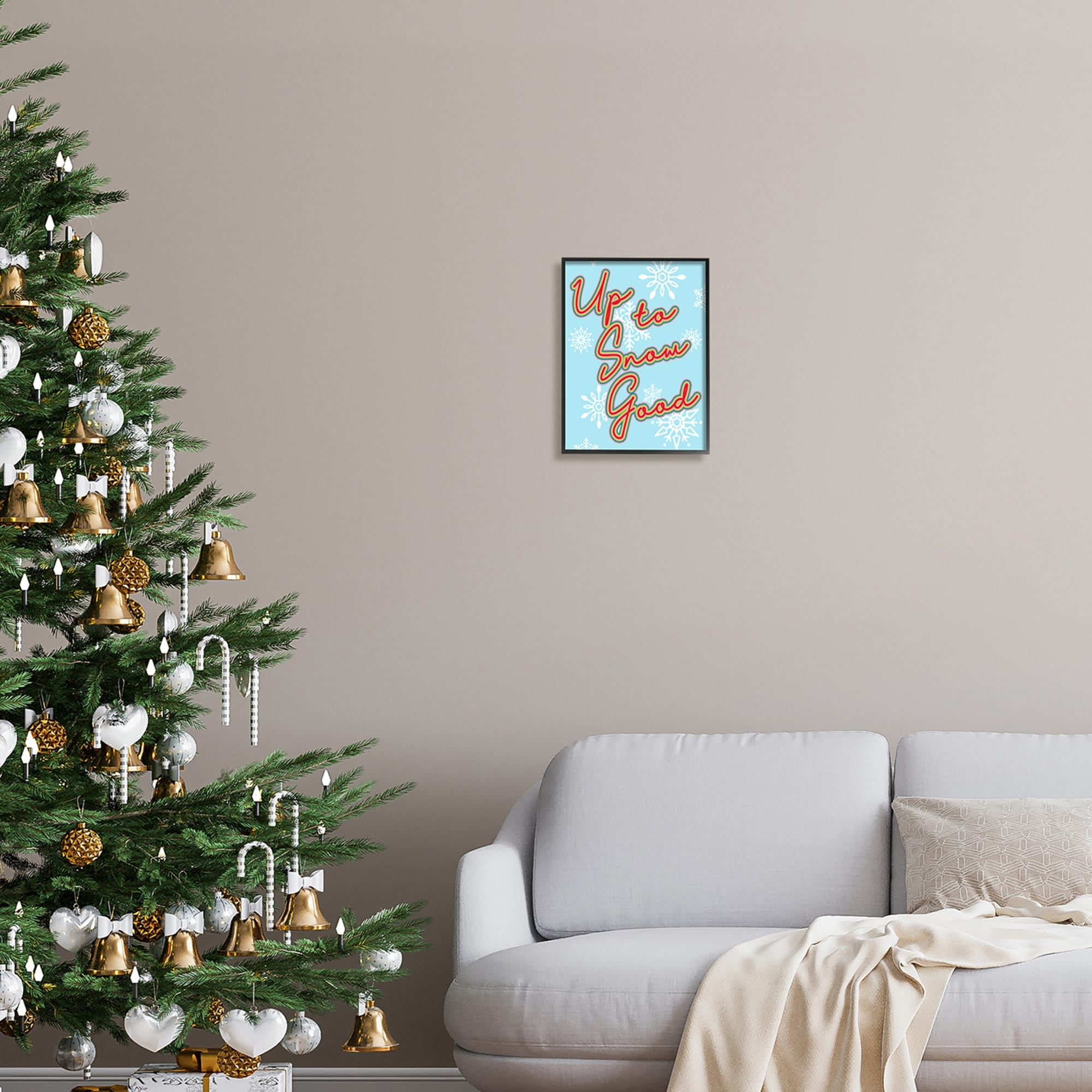 Up To Snow Good Witty Saying Snowflake Pattern Holiday Graphic Art Framed Art Print Wall Art