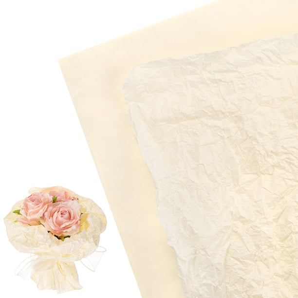 Uxcell Papel de Envoltura Floral de 18 Hojas para Ramos y Regalos, Impermeable Blanco Crema