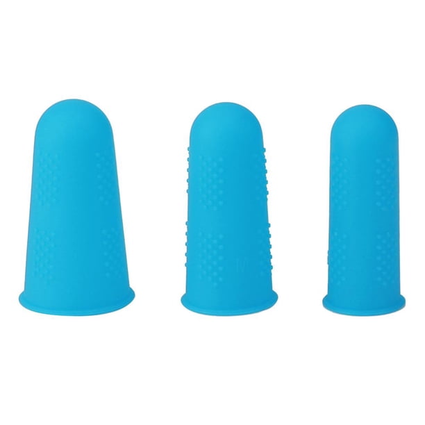 Tapas Antideslizante Pistola de pegamento caliente Dedo Funda de silicona para dedo ( ) Azul 3 piezas