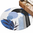 thumbnail image 2 of Large Round Rug 8Ft, Boho Middle Century Non-Slip Washable Circle Rugs Carpet, Abstract Blue Geometric Botanical Indoor Outdoor Rug Floor Mats Throw Runner for Bedroom Living Room Bathroom, 2 of 8