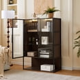 thumbnail image 2 of Nmkwnr 51.2" Tall Display Cabinet with Inner Shelf, 2 Tempered Glass Door Storage Cabinet for Living Room, Office, Study, Black+Dark Brown, 2 of 11