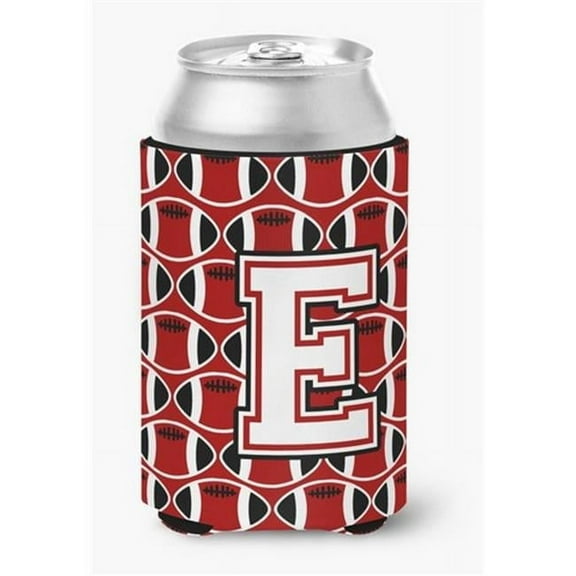 Letter E Football Cardinal & White Can or Bottle Hugger