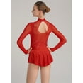 thumbnail image 6 of Alvivi Women's Figure Ice Skating Dress Shiny Rhinestone Ballet Dance Leotard Dress Long Sleeve Mesh Lyrical Dancewear Costume Red L, 6 of 7