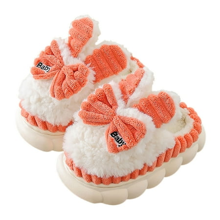 

Entyinea Girls Fluffy Slippers for Kids Cute Soft Plush Anti-slip House Slippers with Memory Foam Warmth Cartoon Shoes for Indoor Outdoor Red 36