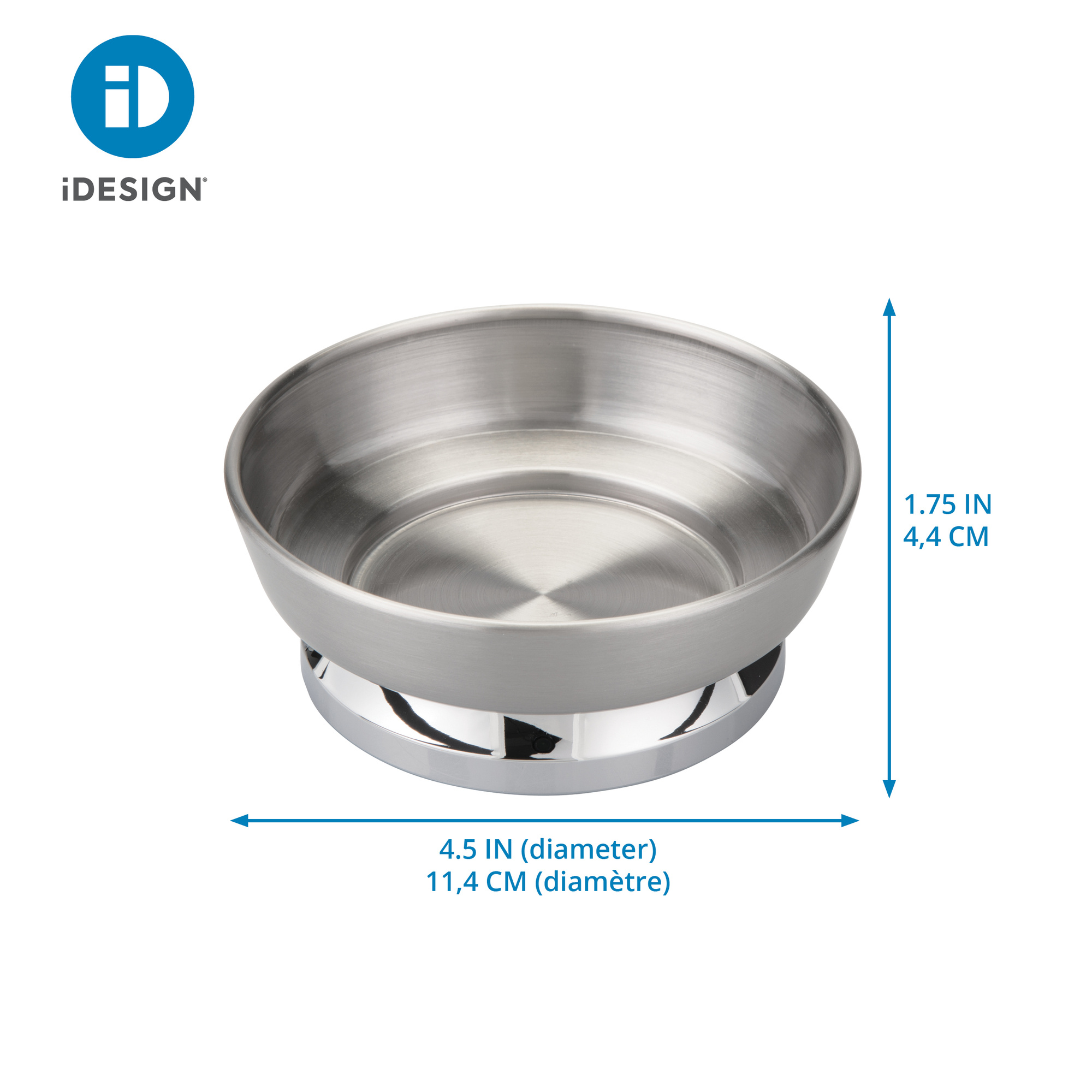 iDesign Stainless Steel Soap Dish for Bar Soap - Brushed/Chrome Split Finish