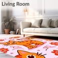 thumbnail image 2 of ODIKA 8'x10' Machine Washable Non-Slip Area Rug, Charming Wildcat Illustration Featuring Bold Spots and Playful Accents High Traffic Rug with Pad, Pink, 724748, 2 of 8