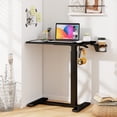 thumbnail image 4 of Patiojoy Bureau Debout Mobile à Hauteur Réglable Pneumatique, Bureau Roulant avec Porte-Gobelet et Crochet pour Écouteurs, Table au-Dessus du Lit avec Roues Cachées, Noir, 4 of 10