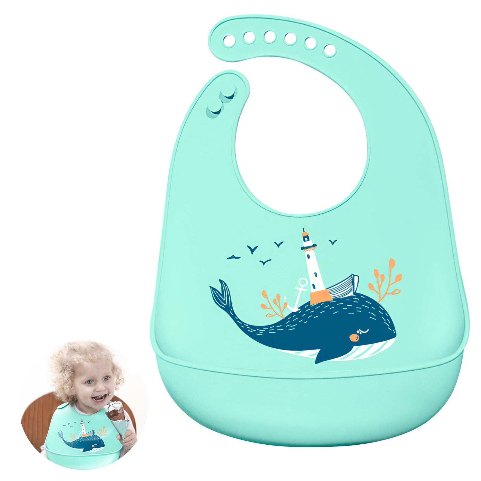 Kid Infant Bibs Baby Soft Silicone Bib Cartoon Waterproof Saliva Dripping Bibs 