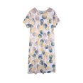thumbnail image 2 of QUINDOS Cotton Pajamas for Women Plus Size Long Nightgowns for Women Short Sleeve Pleated Sleep Dress Casual Print Crew Neck Loose Sleepwear Night Dress, 2 of 5