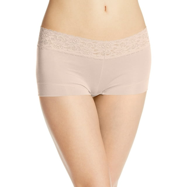 Maidenform Shorty en Coton pour Femmes avec Dentelle - Article à Succès, 9, Latte Lift